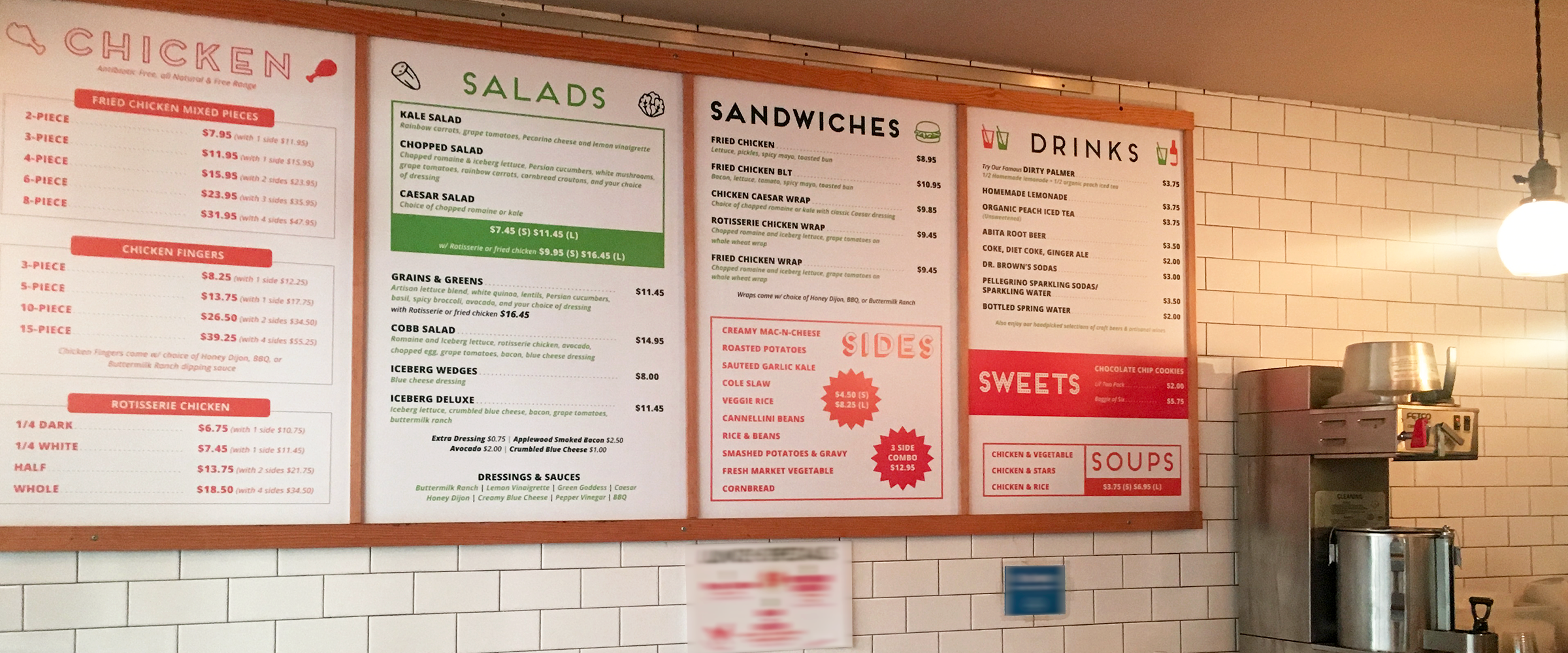 Dirty Bird to-go—Hanging Menus